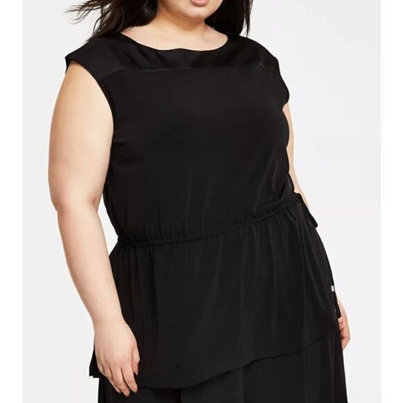 Calvin Klein Women's Plus Size Black Drawstring-Waist Sleeveless Top 2X - Picture 1 of 9